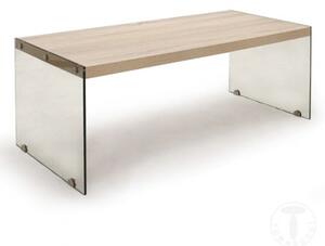 Konferenční stolek Nancy TOMASUCCI (barva - Boky tvrzené sklo, deska vyrobené z ekologických panelů dřevěných třísek, MDF dub úprava)