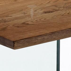 Jídelní stůl FLOAT 180cm TOMASUCCI (barva - deska - masivní dub, nohy - tvrzené sklo)