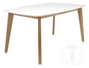 Jídelní stůl KYRA 160cm TOMASUCCI (barva - nohy - masivní dřevo - dub, deska - bílá MDF)