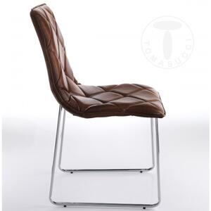 Židle SOFT OLD BROWN TOMASUCCI (barva - stará hnědá syntetická kůže, chromované kovové nohy)