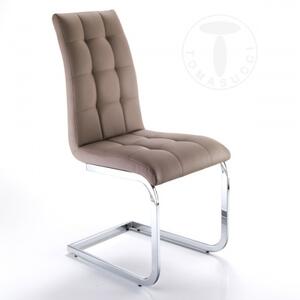 Židle COZY TORTORA TOMASUCCI (barva - šedohnědá syntetická kůže, chromované kovové nohy)