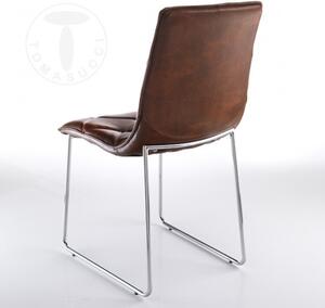 Židle SOFT OLD BROWN TOMASUCCI (barva - stará hnědá syntetická kůže, chromované kovové nohy)