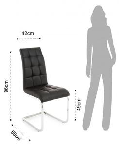 Židle COZY BLACK TOMASUCCI (barva - černá syntetická kůže, chromované kovové nohy)