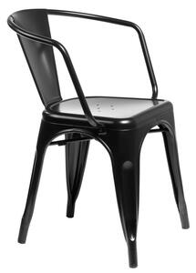 Židle PARIS ARMS černá inspirované TOLIX, Sedák bez čalounění, Nohy: kov, , barva: černá, s područkami kov