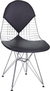 Židle NET double černý polštář, Sedák s čalouněním, Nohy: chrom, , barva: černá, bez područek chrom