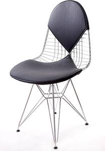 Židle NET double černý polštář, Sedák s čalouněním, Nohy: chrom, , barva: černá, bez područek chrom