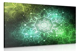 Obraz Mandala s galaktickým pozadím v odstínech zelené Varianta: 90x60