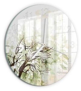 Skleněné hodiny na stěnu Strom zsob-fi30-00086395