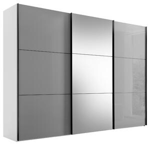 SKŘÍŇ S POSOUVACÍMI DVEŘMI, bílá, světle šedá, 249/222/68 cm Moderano - Šatní skříně