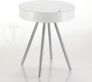Konferenční / noční stolek SPOK TOMASUCCI (barva - bílé matné lakované dřevo, chromované kovové nohy)