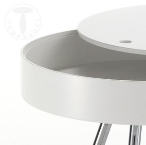 Konferenční / noční stolek SPOK TOMASUCCI (barva - bílé matné lakované dřevo, chromované kovové nohy)