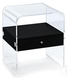 Noční stolek PANOLIA BLACK TOMASUCCI (barva - černý mat MDF, průhledný akrylát)