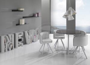 Set - čtvercový jídelní stůl 95x95cm + 4 židle NEW TOMASUCCI (barva - bílá šampaň, černá, kovová struktura, sklo)