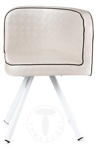 Set - čtvercový jídelní stůl 95x95cm + 4 židle NEW TOMASUCCI (barva - bílá šampaň, černá, kovová struktura, sklo)