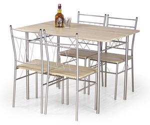 Jídelní set Faust - stůl + 4 židle (dub sonoma/stříbrná)