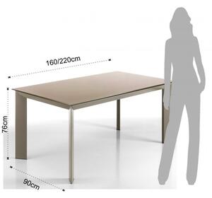 Rozkládací jídelní stůl BLADE 160-220cm TORTORA TOMASUCCI (barva - šedohnědá, tvrzené sklo)