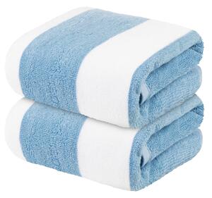 LIVARNO home Prémiový froté ručník, 50 x 100 cm, 500 g/m2, 2 kusy (modrá/bílá) (100374739002)