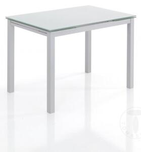 Rozkládací jídelní stůl FAST WHITE 110-170cm TOMASUCCI (barva - bílé sklo, bílý lakovaný kov)