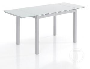Rozkládací jídelní stůl FAST WHITE 110-170cm TOMASUCCI (barva - bílé sklo, bílý lakovaný kov)