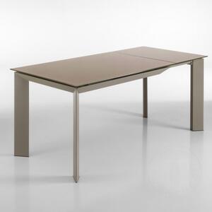 Rozkládací jídelní stůl BLADE 120-170cm TORTORA TOMASUCCI (barva - šedohnědé sklo, šedohnědé lakované matné nohy)