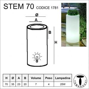 Stojací lampa/váza / květináč pro venkovní i vnitřní použití STEM 70 TOMASUCCI (barva - bílá polyethylenová pryskyřice)