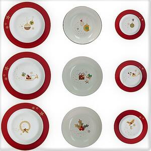 Vánoční jídelní 18-ti dílná sada talířů ALLELUIA BRANDANI (barva - porcelán, bílá/červená)