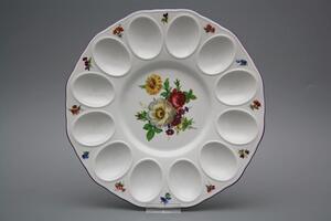 Bohemia Porcelán 1987 Podnos na vejce 24cm Rokoko Kytice FL