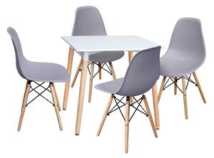 Idea nábytek Jídelní stůl 80x80 UNO bílý + 4 židle UNO šedé