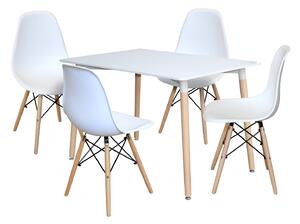 Jídelní stůl 120x80 UNO bílý + 4 židle UNO bílé (Jídelní sestava)