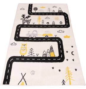 Dětský koberec Kiddy H046A světle šedý / žlutý