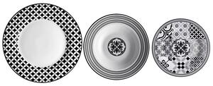 Jídelní 18-ti dílná porcelánová sada talířů ALHAMBRA BRANDANI (barva - porcelán, béžová, bílá, černá)