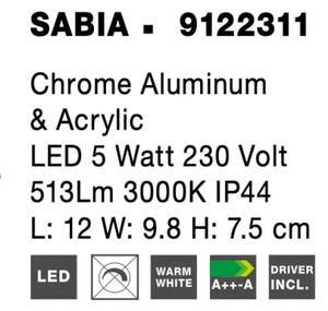 Moderní nástěnné svítidlo Sabia 12 Chrome