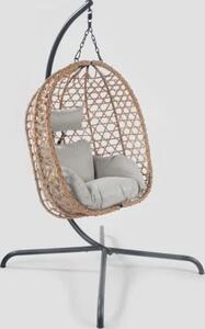HOMLA Houpačka NIDO Přírodní s béžovým polštářem 104x106x184 cm