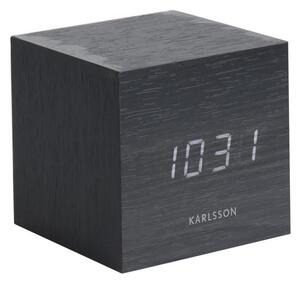 Budík Cube s LED displejem 8 cm Karlsson (Barva - dřevěná dýha černá)