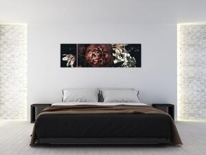 Obraz - Temné květy (170x50 cm)