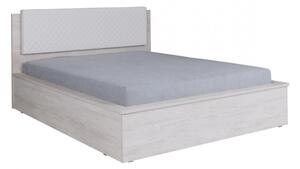 Gibmeble postel DENVER + barevné varianty bílá prošívaná eko-kůže / dub bílý, LED osvětlení ano, Lampičky (2 ks) ano