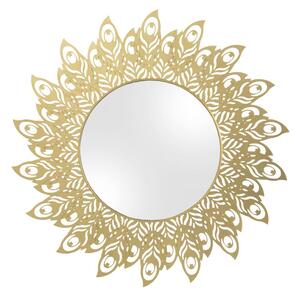 Zrcadlo se zlatým rámem paví peří Present Time (Barva- zlatá)