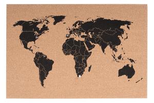 Nástěnka korková mapa světa Present Time (Barva- korek, tabule dřevo)