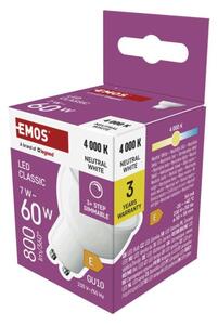 EMOS LED žárovka Classic MR16 / GU10 / 7 W (60 W) / 800 lm / neutrální bílá / krok. stmv. 1525730432