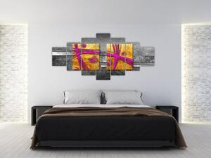 Obraz barevných čtverců na černém pozadí (210x100 cm)