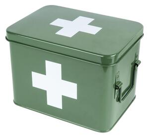 Plechový box lékárnička M Present Time (Barva- zelená, bílý kříž)