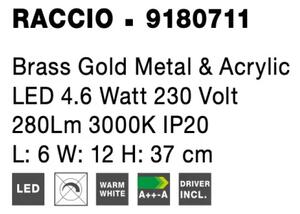 Designové nástěnné svítidlo Raccio A 6 zlaté