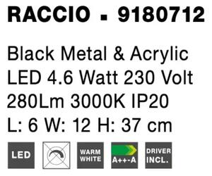 Designové nástěnné svítidlo Raccio A 6 černé