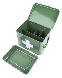 Plechový box lékárnička M Present Time (Barva- zelená, bílý kříž)