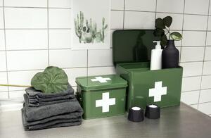 Plechový box lékárnička L Present Time (Barva- zelená, bílý kříž)