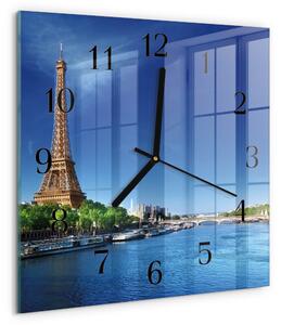 Skleněné hodiny na stěnu Pařížská obloha zskc-30x30-00177507