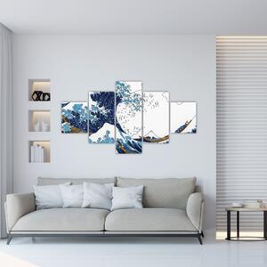 Obraz - Japonská kresba, vlny (125x70 cm)
