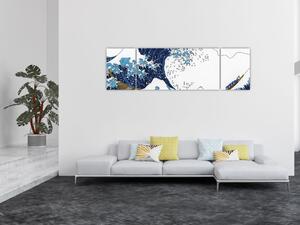 Obraz - Japonská kresba, vlny (170x50 cm)