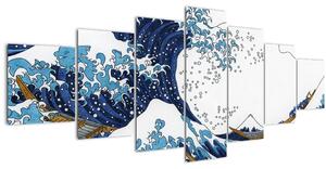 Obraz - Japonská kresba, vlny (210x100 cm)
