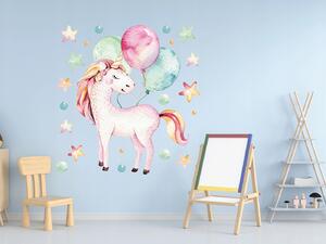 Vulpi Dětské samolepky na zeď Pinky Unicorn 100x50 cm
